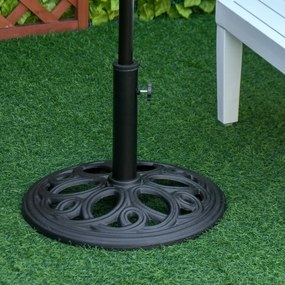 Base redonda para guarda-sol em ferro fundido, 11,5 kg, para postes com Ø 38 e 48 mm, para jardim, pátio e terraço, Ø 45 x 33,5 cm, preta