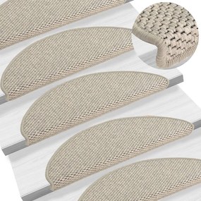 vidaXL Tapetes escada adesivos aspeto sisal 15pcs 65x21x4 cm prateado