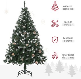 HOMCOM Árvore de Natal Artificial 150cm com 676 Ramas e 41 Pinhas Folh