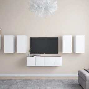 6 pcs conjunto de móveis de TV derivados de madeira branco