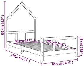 Estrutura de cama infantil 90x190 cm pinho maciço branco