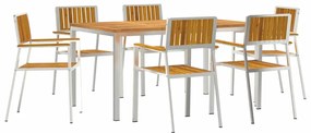 Conjunto de Jantar de Jardim vidaXL 7 Peças de Madeira Sólida de Acáci