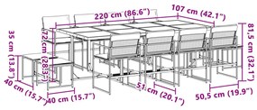 13 pcs conj. de jantar p/ jardim c/ almofadões textilene branco