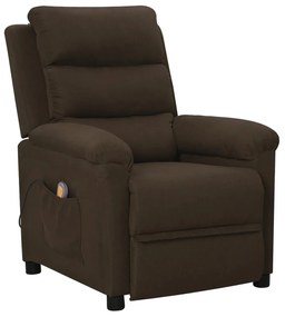vidaXL Poltrona de massagens tecido castanho-escuro