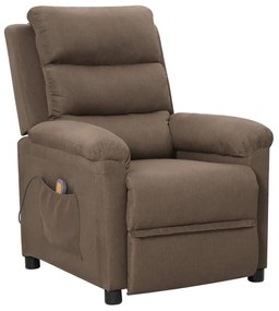 vidaXL Poltrona de massagens tecido cinza-acastanhado