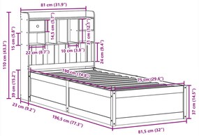 Cama sem colchão 75x190 cm madeira de pinho maciça