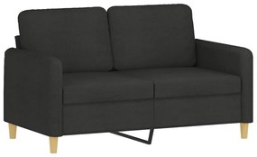 3 pcs conjunto de sofás com almofadões tecido preto