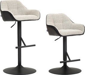 HOMCOM Conjunto com 2 banquetas de bar cadeiras de bar altura ajustável tecido efeito linho e base em aço 52,5 x 53 x 86,5-108 cm cinza | Aosom Portugal