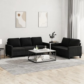 3201521 vidaXL 2 pcs conjunto de sofás com almofadões veludo preto