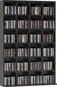 Móvel multimédia com capacidade para 456 CDs/336 DVDs - estante de madeira com prateleiras ajustáveis, 89 x 130,5 cm, preto