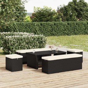 319394 vidaXL Otomanas com almofadões 2 pcs 40x30x40 cm vime PE preto