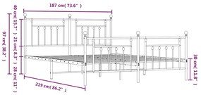 Estrutura de cama com cabeceira e pés 183x213 cm metal branco