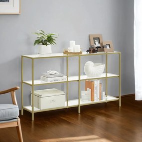 Mesa consola com 3 níveis 30 x 130 x 73 cm dourado e transparente