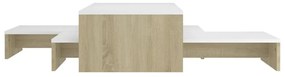 Conjunto mesas de centro 100x100x26,5 cm branco/carvalho sonoma