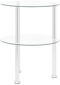 Mesa de apoio c/ duas prateleiras 38cm vidro temp. transparente