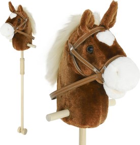 Cavalo com Pau de Madeira Sons e Rodas Cavalo de Brinquedo 95x25x27 cm Castanho