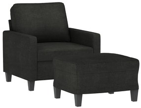 Poltrona com apoio de pés 60 cm tecido preto