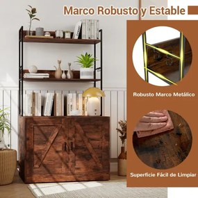 Móvel para caixa de areia para gatos (NÃO INCLUIDA) 80 x 48 x 145 cm com estantes de 3 níveis 4 ganchos Armário com 2 portas sala estar castanho