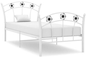 Estrutura de cama com design de futebol 90x200 cm metal branco