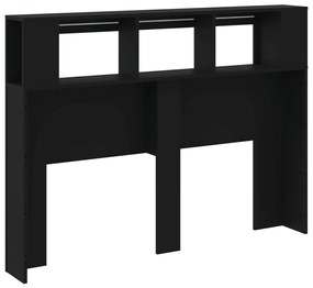 Cabeceira cama c/ LEDs 140x18,5x103,5 cm deriv. madeira preto