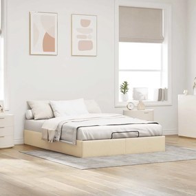Estrutura cama otomana sem colchão 140x200 cm tecido cor creme