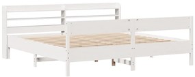 Cama sem colchão 200x200 cm madeira de pinho maciça branco