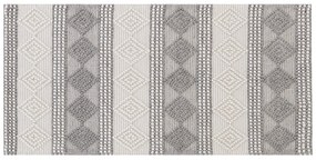 Tapete de lã creme e cinzento 80 x 150 cm BOZOVA Beliani