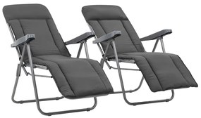 vidaXL Cadeiras de jardim dobráveis com almofadões 2 pcs cinzento