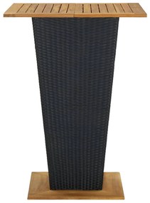 9 pcs conjunto de bar p/ jardim c/ almofadões vime PE preto