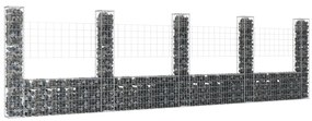 vidaXL Cesto gabião em forma de U c/ 5 postes 500x20x150 cm ferro