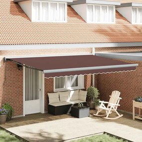 vidaXL Toldo retrátil automático 450x300 cm castanho