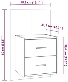 Mesas de cabeceira montagem na parede 2 pcs carvalho fumado