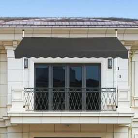 Toldo para terraço exterior 350 x 125 cm ajustável em altura 2-3 m com manivela manual e toldo manual resistente às intempéries para jardim e varanda