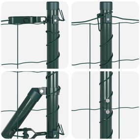 Cerca Euro com 7 Postes 1.6x10 m Aço Galvanizado Verde