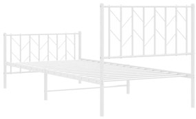 Estrutura de cama com cabeceira e pés 90x190 cm metal branco