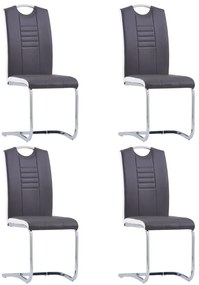 Cadeiras de jantar cantilever 4 pcs couro artificial cinzento