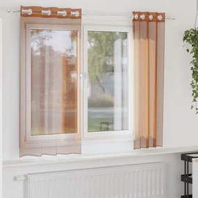 Cortinas de voile com ilhós 2 pcs terracota