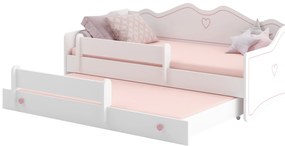 Cama infantil dupla Emma II 160x80 rosa/branco - colchão e estrado incluído