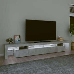 Móvel de TV com luzes LED 260x36,5x40 cm cinzento cimento