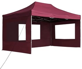 Tenda dobrável prof. c/ paredes alumínio 4,5x3m vermelho tinto