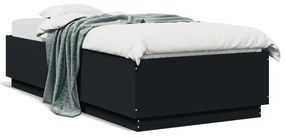 Estrutura cama c/ luzes LED 100x200 cm derivados madeira preto