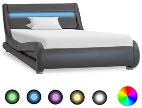 Estrutura de cama com LED 100x200 cm couro artificial cinzento