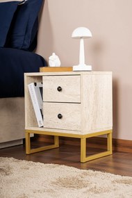 Mesa de Cabeceira Glimmer - Travertine Gold - 45,2x50x29,5 cm