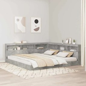 vidaXL Cama estante Cinzento cimento 180 x 200 cm Madeira processada
