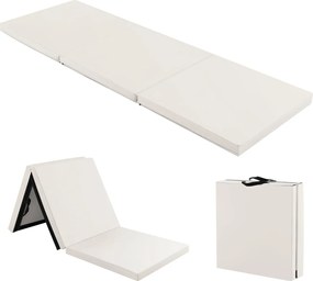 Colchão de ginastica dobrável 180 x 60 x 5 cm de 3 painéis leve e portátil com 2 alças compactas, enchimento de espuma EPE cinza