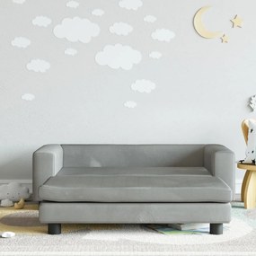 vidaXL Sofá infantil com apoio de pés 100x50x30 cm veludo cinza-claro