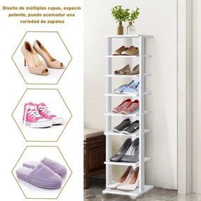 Estante sapateira com 7 compartimentos Organizador de sapatos Livros CD  27,5 x 26,5 x 110 cm Branco