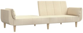 Sofá-cama 2 lugares com duas almofadas tecido cor creme