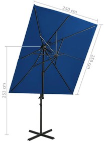 Guarda-sol jardim cantilever toldo duplo 250x250 cm azul-ciano