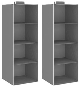 vidaXL Arrumação suspensa para armário 4 compartimentos 2 pcs tecido